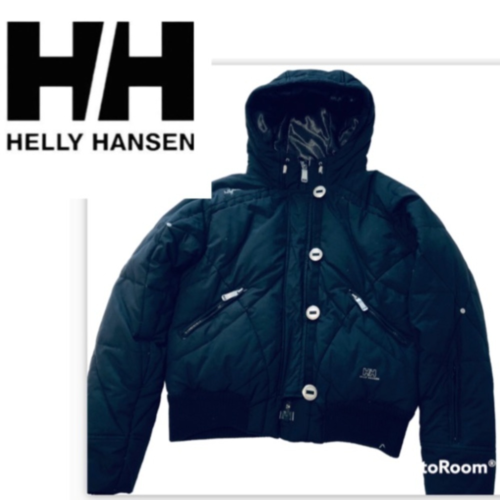 Helly Hansen Small Down Filled Bomber Ski Jacket Black Crop